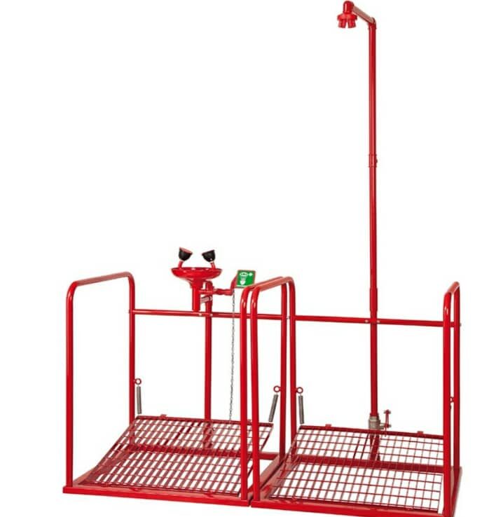 دوش و چشم شوی اضطراری با ساید بای ساید پلتفرم مدل RTA570 طرح نمایندگی تاف TOF